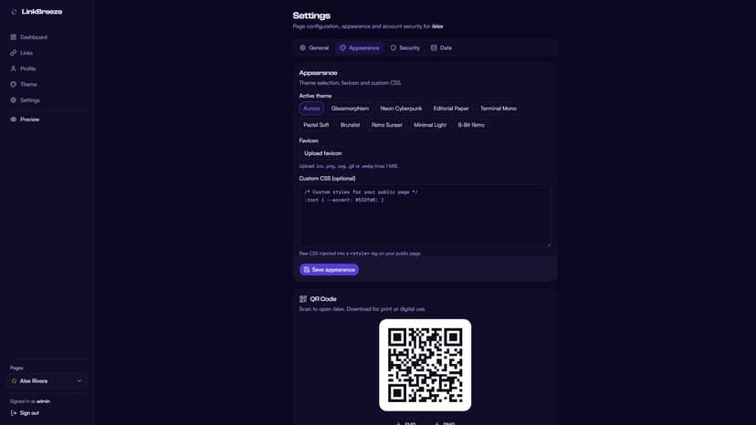 Appearance settings